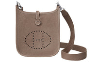 HERMES Evelyne Cow Leather With Canvas Shoulder Strap Crossbody Bag, Shoulder Bag Mini Unisex