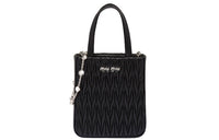 MIU MIU Matelassé Soft Sheep Leather One Shoulder Handbag Crossbody Bag Regular Women's Black