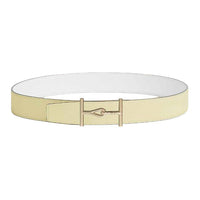 HERMES Stainless Steel Calfskin Leather Brass Leather Belts Men's Yellow Width: 3.8CM
