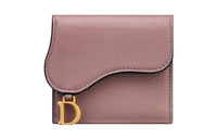 DIOR Saddle Sheepskin Card Holder Wallet Women's Dusty Pink