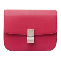CELINE Goatskin Shoulder Bag Women's Dark Pink