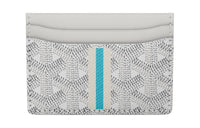 GOYARD Saint-Sulpice Canvas With Leather Card Clip Card Holder Unisex White/White/Blue White Stripe