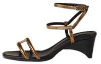 HERMES Strap Sandals Women's Black Gold