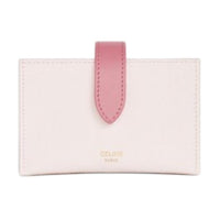 CELINE Calfskin Card Holder Unisex Light Pink Multicolor With Flamingo Pink