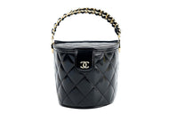 CHANEL Waxed Calfskin Picnic Basket Handbag Regular Women's Black