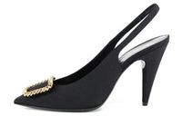 SAINT LAURENT Suplice Cone Heel High Heels 8cm Women's Black