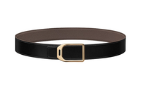 HERMES 'Racing Jockey' Smooth Buckle Calfskin Double-Sided Leather Leather Belts Men's Black Width: 3.8cm