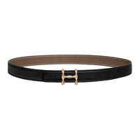 HERMES Calfskin Leather Belts Women's Black Brown Width 2.4CM
