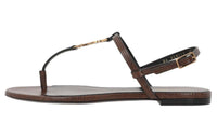 SAINT LAURENT Logo Plaque Open Toe Sandals Women's