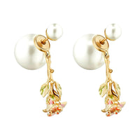 DIOR Metal Resin Pearl Lacquered Finish Earrings Women's Gold