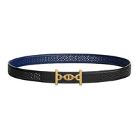 HERMES Leather Leather Belts Unisex Black/Sapphire Width: 2.4cm