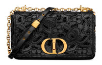 DIOR Caro Calfskin Shoulder Bag Crossbody Bag Medium Size Women's Black