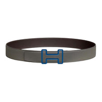 HERMES Calfskin Leather Belts Unisex Gray Width: 3.8CM