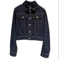 CHANEL Denim Jacket Women's Dark Blue