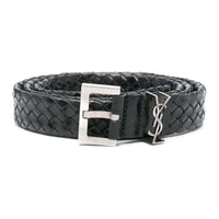 SAINT LAURENT Cassandre Interwoven Leather Belt