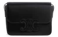 CELINE Triomphe Shiny Cow Leather Handbag Shoulder Bag Crossbody Bag Women's Black