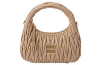 MIU MIU Sheepskin Hobo Bag, Shoulder Bag, Handbag Women's Sand Yellow