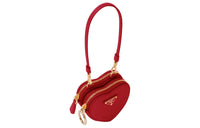 PRADA Saffiano Leather Portable One Shoulder Crossbody Clutches Mini Women's Red