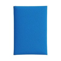 HERMES Calvi Duo Epsom Calfskin Card Holder Women's Dark Blue