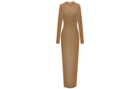 SAINT LAURENT Long-Sleeved Dresses Women's Hazelnut