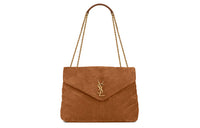 SAINT LAURENT LOULOU Suede Shoulder Bag Crossbody Bag Handbag Medium Size Women's Cinnamon