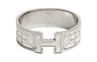HERMES Enamel Palladium-Plated Bangles Women's Silver