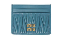 MIU MIU Matelassé Leather Wallets Card Holders Women's Dark Blue