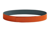HERMES Double-Sided Design Leather Belts Unisex Orange/Hurricane Blue Width: 3.8CM
