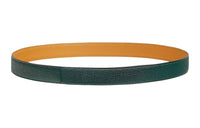 HERMES Double Sided Design Leather Belts Women's Brown/Green Width 2.4CM