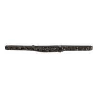 CELINE Individual Design Smooth Buckle Leather Crystal Leather Belts Women's Black Width: 2CM