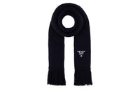 PRADA Logo-Embroidered Fringed Scarf