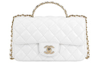 CHANEL Lambskin Chain Bag Shoulder Bag Crossbody Bag Mini Women's White