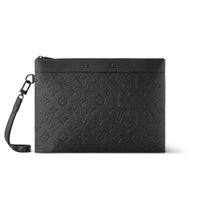 LOUIS VUITTON Leather Cow Leather Patchwork Trim Clutch Regular Men's Black