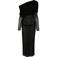 SAINT LAURENT Cowl Neck Fine-knit Maxi Dress