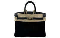 HERMES Birkin Pile Velvet With Swift Leather Birkin Bag Handbag Regular Women's Black