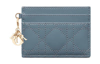 DIOR Lady Dior Leather Card Holder Women's Cloud Mist Blue