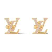 LOUIS VUITTON Metal Enamel Stud Earrings Women's Gold