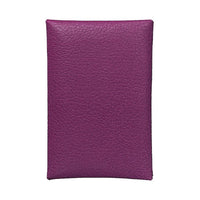 HERMES Chamkila Goat Skin Handheld Card Holder Women's Silver Lotus Purple