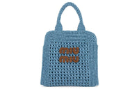 MIU MIU Woven Tote Bag Shopping Bag Handbag Women's Blue