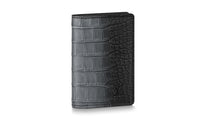 LOUIS VUITTON Crocodile Leather Money Clip Card Holder Wallet Men's Gray Black
