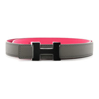 HERMES Leather Leather Belts Unisex Gray Width: 2.4cm