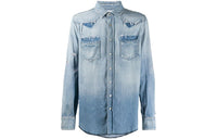 SAINT LAURENT Distressed Western Denim Shirt