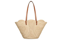 CELINE Plant Material With Cow Leather Woven Handbag, Shoulder Bag Women's Tawny
