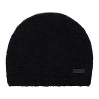 SAINT LAURENT Mohair Polyamide Wool Leather Calfskin Cow Leather Beanies Women's Black