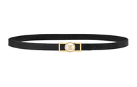 LOUIS VUITTON Double-Sided Round Resin Smooth Buckle Leather Belts Women's Black Width: 1.5cm
