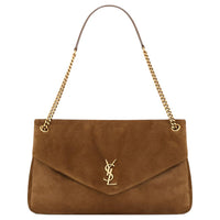 SAINT LAURENT Calfskin Shoulder Bag Tubas Women's Cognac