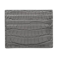 PRADA Crocodile Leather Card Holder Men's Light Gray