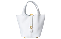 HERMES Picotin Lock Clemence Bullock Leather Basket Bag Handbag 18 Women's 01 Blanc Pure White