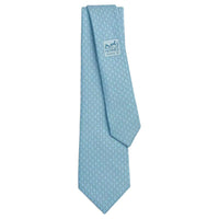 HERMES Mulberry Silk Ties Men's Azure Blue/Sky Blue