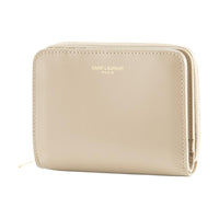 SAINT LAURENT Cow Leather Wallet Women's Ecru